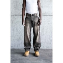 Machinist Erkek Oversize Efektli Baggy Jean Pantolon Açık Siyah
