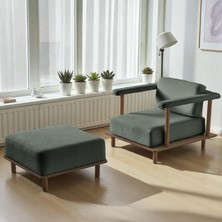 Eymense Pia Tekli Koltuk + Puf Yeşil