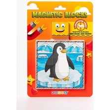 Manyetik Blok Çift Taraflı 9 Parçalı Mıknatıslı Penguen - Köpek Balığı Puzzle - 2 Görsel Yapboz