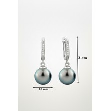 BymissMücevherat 925 Ayar Gümüş Sallantılı Siyah Inci Küpe