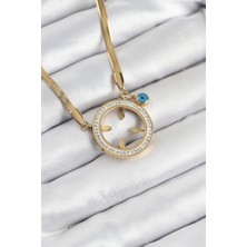 Ayder Timya 316L Çelik Zirkon Taşlı Çeyrek Takılabilir Gold Renk Kadın Kolye (Timya/1395) 193892