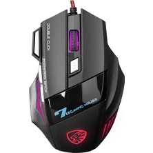 X7 Rgb Gaming Mouse, 7 Tuşlu, Kablolu Usb, Gökkuşağı LED Aydınlatmalı, Siyah, Optik Oyuncu Mouse