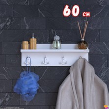 Modilayn Kedi Serisi 4’lü Banyo Askısı Seti |56,4X18 cm 12 Kancalı Raflı Düzenleyici Yer Tasarrufu