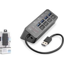 Nodar Hadron HDX7056 Ietop USB Hub 5gbps 1x USB 3.1 + 3x USB 2.0 Switchli 4 Port Çoklayıcı Siyah