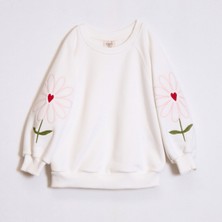 Ozzy Kids Kız Çocuk Kolları Nakış Deteylı Sweatshirt