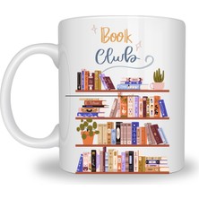 Youday Kişiselleştirilebilir Kitap Aşıklarına Bookclub Yazılı Kitaplık Görselli Porselen Kupa