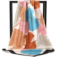 Demce Renkli , Özel Desenli ( 90X90) Eşarp Büyüklüğünde Şık Saten Fular