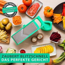 Premium Meyve ve Sebze Dilimleyici Paslanmaz Çelikten V-Bıçaklı ve Toplama Kabı