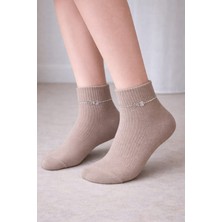 Gigi Giyim Taş Işlemeli Kurdele Desenli Kadın Patik Çorap