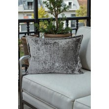 Visionario Kırlent Kılıfı - İthal Kadife 35x50 cm Dekoratif Ev Aksesuarı Koyu Gri