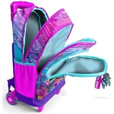 Işıklı Tekerlekli Pembe Mor Kaplumbağa Çekçek Okul Çantası - Kız Çocuk