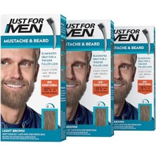 Just For Men Bıyık ve Sakal, Gri Saçlar Için Sakal Boyama Fırça Dahil - Renk: Açık Kahverengi, M-25 1 Sayı (3'lü Paket)