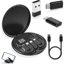 60W Destekli 5'i 1 Arada Seyahat Kablo Seti – USB Type-C, Micro USB Şarj Kablosu ve Dönüştürücü Adaptörlü Mini Kablo Kutusu, Kompakt Seyahat Kiti