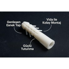 Plastik Dübel Seti, Duvar,, Tuğla, Alçıpan Uyumlu, Genleşen Esnek Yapı, Kolay Vida Montajı, Tırnaklı Tip, Güçlü Tutunma Sağlayan, Darbelere Dayanıklı (10 Mm, Adet, 500)