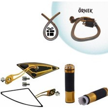 GMS Cg Cup Sct Gold Modifiye Üçgen Yarasa Ayna+Gold Siyah Elcik Takımı+Buji Kablo Kılıfı