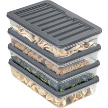 4 Adet Buzdolabı Organizeri, Buzdolabı Için Çok Amaçlı Saklama Kabı, Fresh Box, Şeffaf ve Ayarlanabilir, Gıdaları Taze Tutma Özelliği, Mutfak Düzenleyici (1200 Ml)