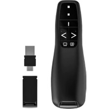 Kablosuz Sunum Kumandası Type-C ve USB Girişli Powerpoint Slayt Sayfa Çevirme Kırmızı Işaretçi Işıklı Projektör