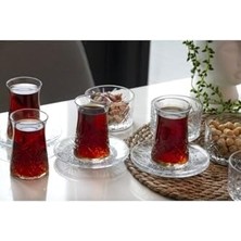 Heybeli Çay Bardağı Takımı ve Çerezlik Kase Tatlı Sunum Seti 6 Kişilik