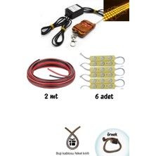 GMS Cg Cup Çift Çıkış Kumandalı Çakar Modül+6 Adet Turuncu Led+2mt Kablo Seti (Hdiye Buji Kablo Kılıfı)