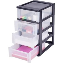 Ohyama Çekmeceli Dolap, Çekmece Kabı, 4 Çekmece, 7 L, Format A4, Şeffaf Çekmeceler, Ofis, Oturma Odası Düzenleyici Göğüs OCH-2004 - Siyah