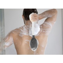 Seahome Çift Taraflı Banyo Duş Vücut Fırçası Yumuşak Uzun Saplı Sırt Kese Masaj Fırçası Antrasit Renk BNYSTISGSTORE48