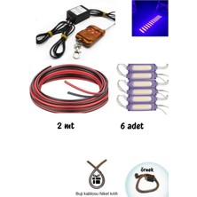 GMS Cg Cup Çift Çıkış Kumandalı Çakar Modül+6 Adet Mor Led+2mt Kablo Seti (Hdiye Buji Kablo Kılıfı)