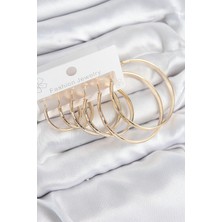 Pazarcan Pirinç Halka Model Gold Renk Kadın Set Küpe