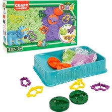 Crafy Oyun Kum Set Orta Dino 2X125 gr Mor/yeşil 11 Parça