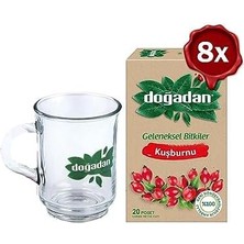 Doğadan Kuşburnu Çayı 20'li x 8 ve Doğadan Cam Bardak Hediyeli