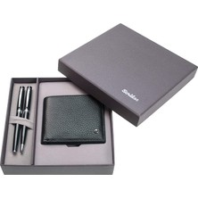 Dr 204 Cüzdan ve 38 Siyah Krom Kalem Seti Siyah