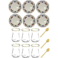 18 Parça Lalenaz Çiçekli Altın Yaldızlı Acem Çay Bardağı Takımı Seti 86985669885AYBBASATORE