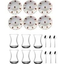 18 Parça Kırmızı Gül Acem Çay Bardağı Takımı 856656566AYBABASTORE