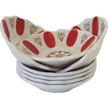 POR1989 Porselen Çay Tabağı 6 Lı Kırmızı Kahveci 8690947937891