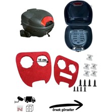 GMS Motosiklet Ses Sistemi Için Boş Çanta ve Hazır Kalıp Seti Içi Kırmızı + Vida Seti