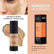 Note Kapatıcı Fondöten 03 Medium Beige Mat Bitişli SPF 15 Tüm Ciltler İçin Uygun Yüksek Kapatıcılık