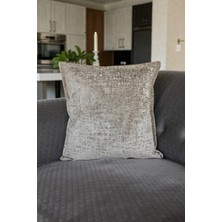 Visionario Kırlent Kılıfı - İthal Kadife 45x45 cm Dekoratif Ev Aksesuarı Bej