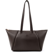 SHAKA Kahve Rengi SHK277 Suni Deri Tek Bölmeli Fermuarlı El, Kol ve Omuz Çantası