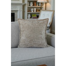 Visionario Kırlent Kılıfı - İthal Kadife 45x45 cm Dekoratif Ev Aksesuarı Açık Bej
