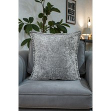 Visionario Kırlent Kılıfı - İthal Kadife 45x45 cm Dekoratif Ev Aksesuarı Açık Gri