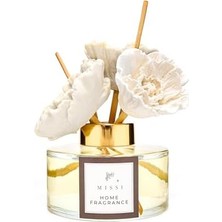 150 ml Seramik Çiçek Taşlı Bambu Çubuklu Vanilya Sandal Oda Kokusu