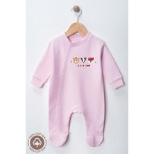 Miniel Unisex Cosy Season Baskılı 0-6 Ay Penye Organik Pamuklu Patikli Bebek Tulum