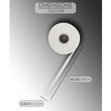 Modern Teknik Tekstil Şerit Ipli Biye Tela 1.5 cm x 100 M - Tek Tarafı Yapışkanlı Tela - Ütü ile Yapıştırılan Tela - Dokumasız Uygulama (Beyaz)