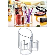 Porselen Diyarı 3 Bölmeli Çok Amaçlı Şeffaf Makyaj Organizeri - Kozmetik Ürün Düzenleyici - Kalem Makyaj Organizer Şeffaf