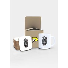 Azrail ve Kahve Tasarımlı Baskılı Kupa Bardak Seti, Eğlenceli Özel Hediye Mug