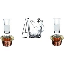 6 Parça Meşrubat Rakı Bardak Bakır Ehlikeyf Buz Kovası Seti 869541202214456