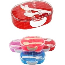 Oval Beslenme Kabı, 2 Bölmeli, Çatal Kaşıklı, 750 Ml, Şeffaf Kapaklı