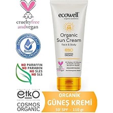 Ecowell Organik Güneş Kremi 50 SPF 110 gr Cilt Tipi İçin Dermatolojik Olarak Test Edilmiş