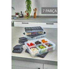 7 Bölmeli Sızdırmaz Saklama Kabı Kahvaltılık ve Buzluk Saklama Kabı Vakumlu Kapaklı Set