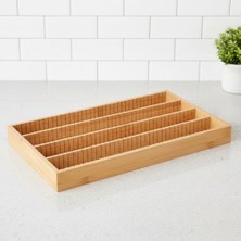 Bambu Çekmece Içi Düzenleyici (37.5X25X4 Cm) | 4 Bölmeli, Hareketli Ayırıcılar | Kaşıklık, Dikiş, Ofis ve Mutfak Organizeri