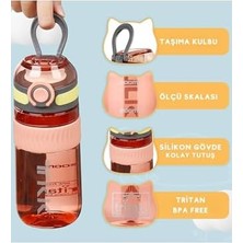Tkk 550ML Kilitlenebilir Kapak Rahat Içim Taşıma Kulplu Tritan Spor Matara (Pembe)